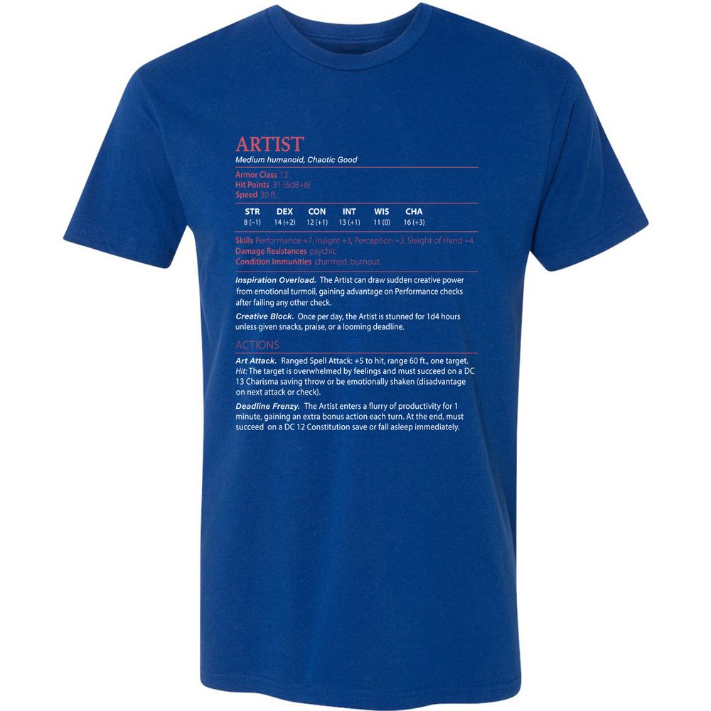Artist Stats Premium Unisex T-Shirt - Royal - 10