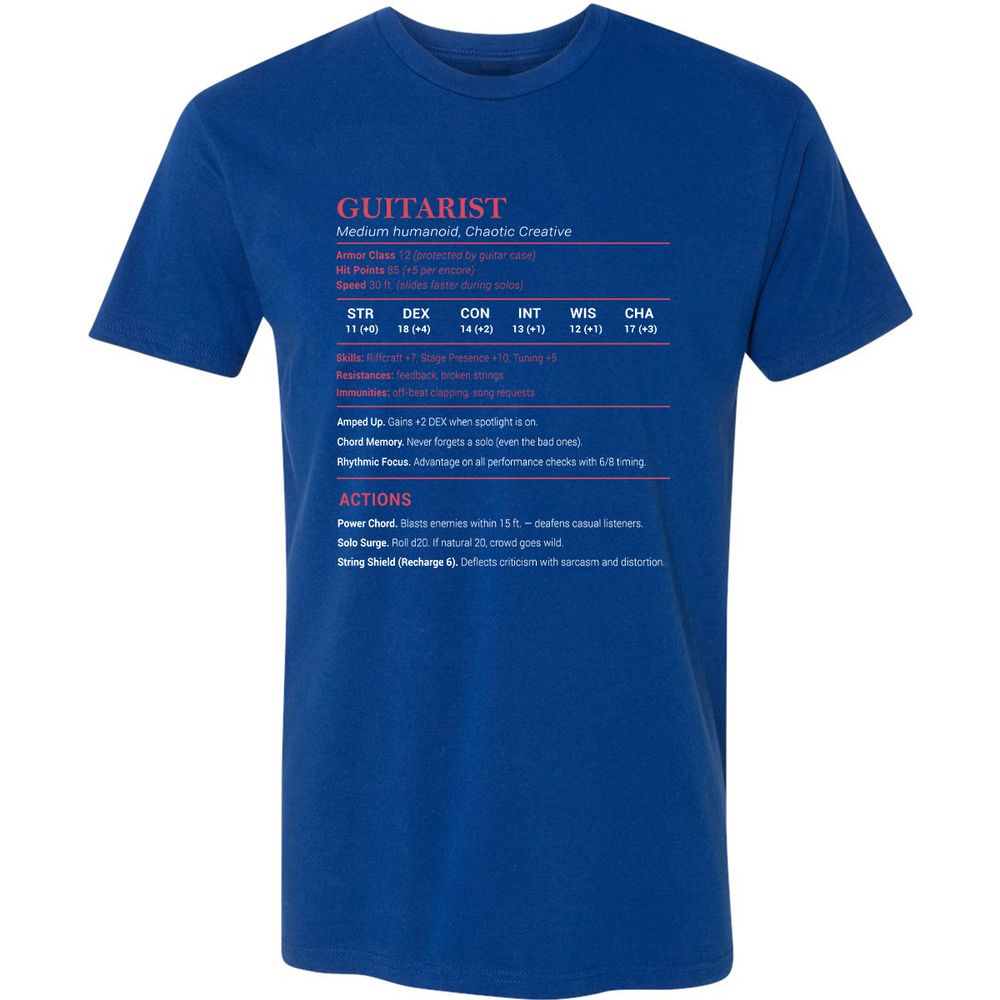 Guitarist Stats Premium Unisex T-Shirt - Royal - 10
