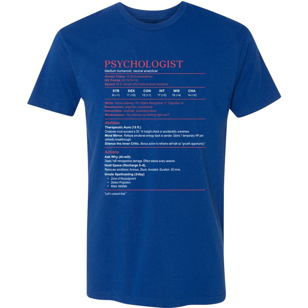 Psychologist Stats Premium Unisex T-Shirt - Royal - 10