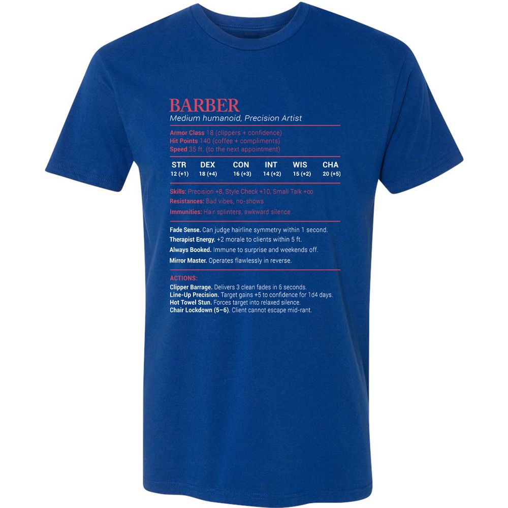 Barber Stats Premium Unisex T-Shirt - Royal - 10
