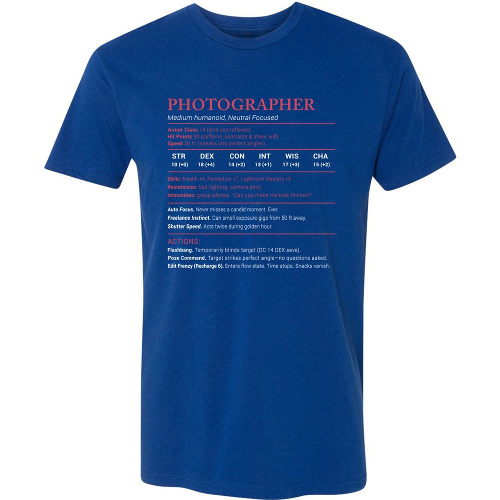 Photographer Stats Premium Unisex T-Shirt - Royal - 10