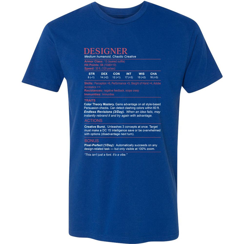 Designer Stats Premium Unisex T-Shirt - Royal - 10