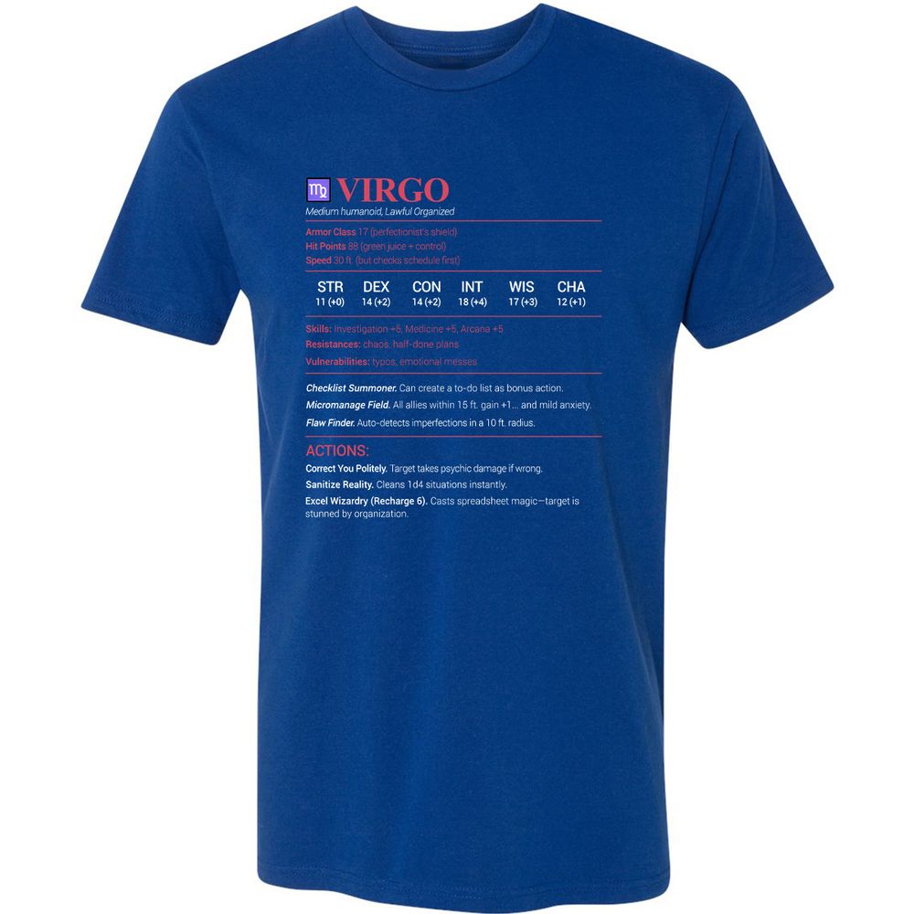 Virgo Stats Premium Unisex T-Shirt - Royal - 10