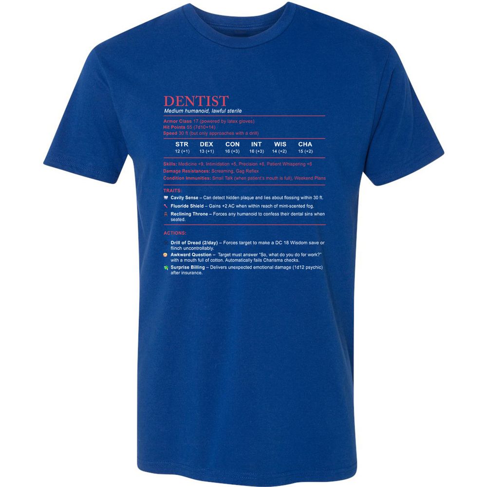 Dentist Stats Premium Unisex T-Shirt - Royal - 10