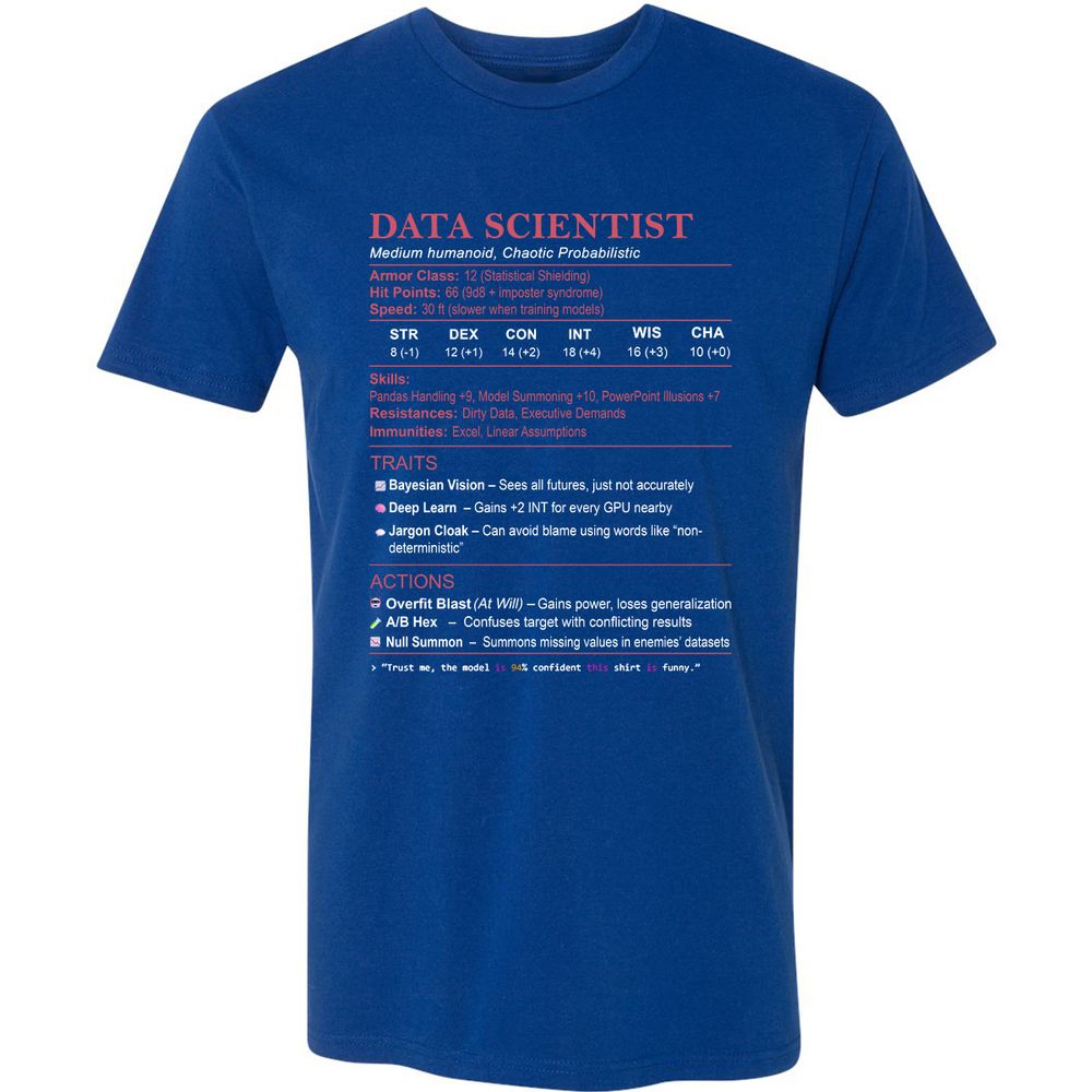 Data Scientist Stats Premium Unisex T-Shirt - Royal - 10