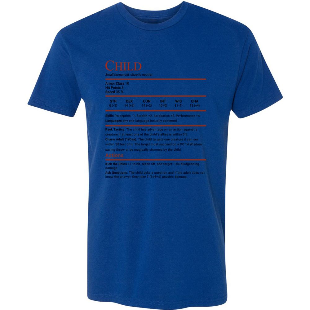 Child Stats Premium Unisex T-Shirt - Royal - 10