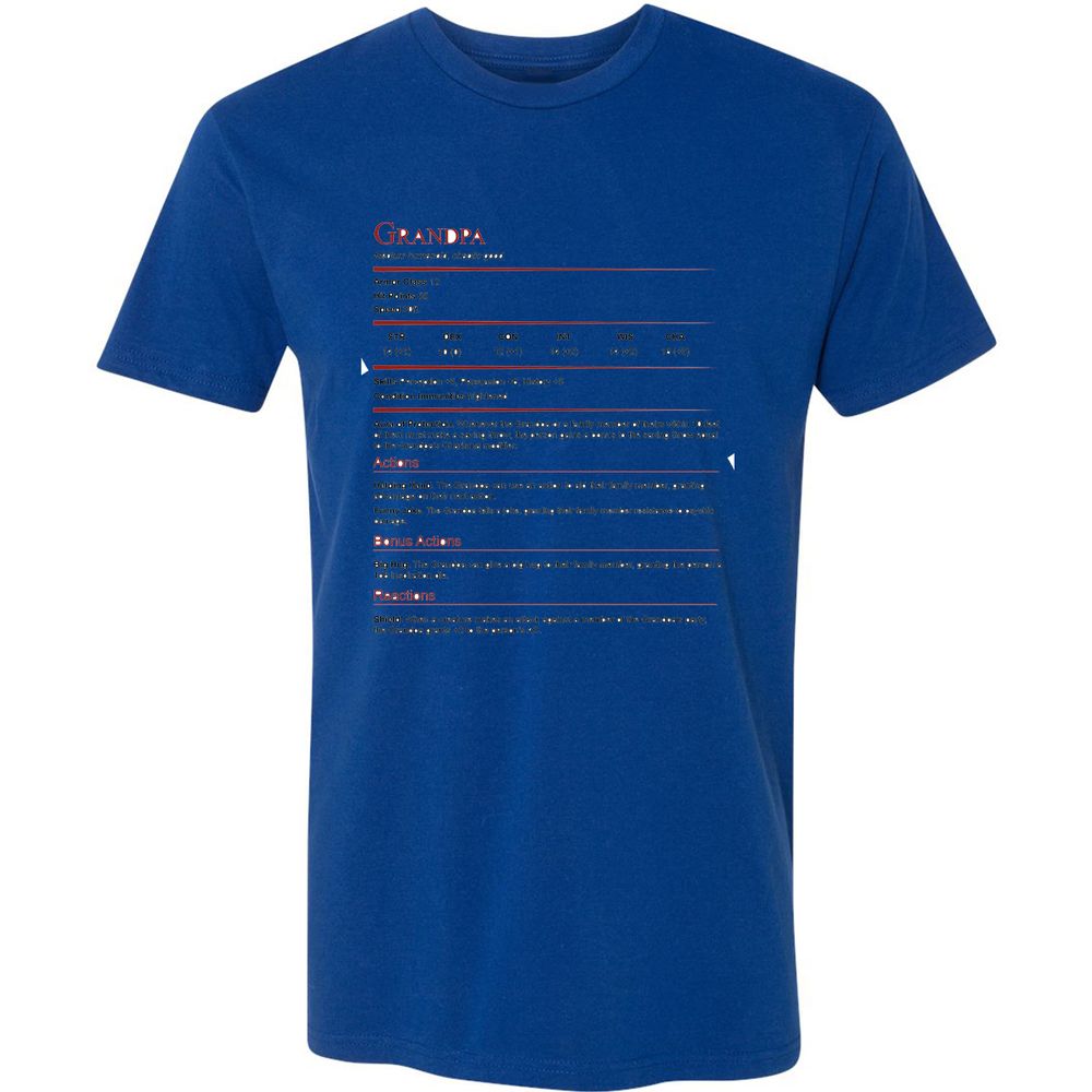 Grandpa Stat Block Premium Unisex T-Shirt - Royal - 10