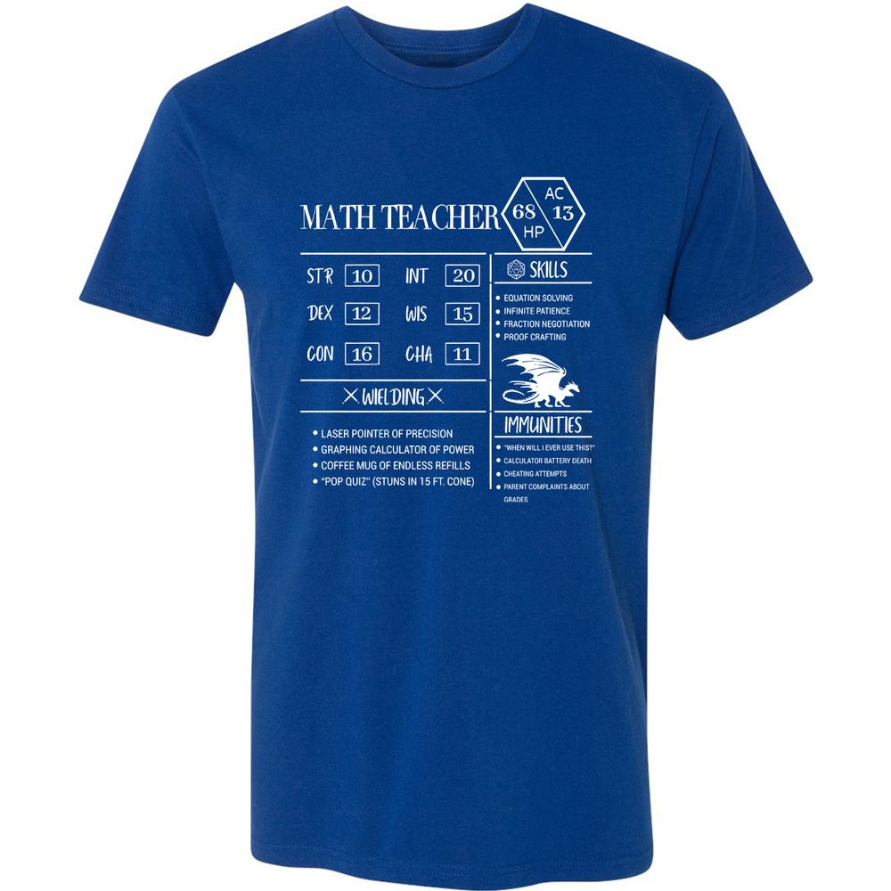 Math Teacher New Premium Unisex T-Shirt - Royal - 10