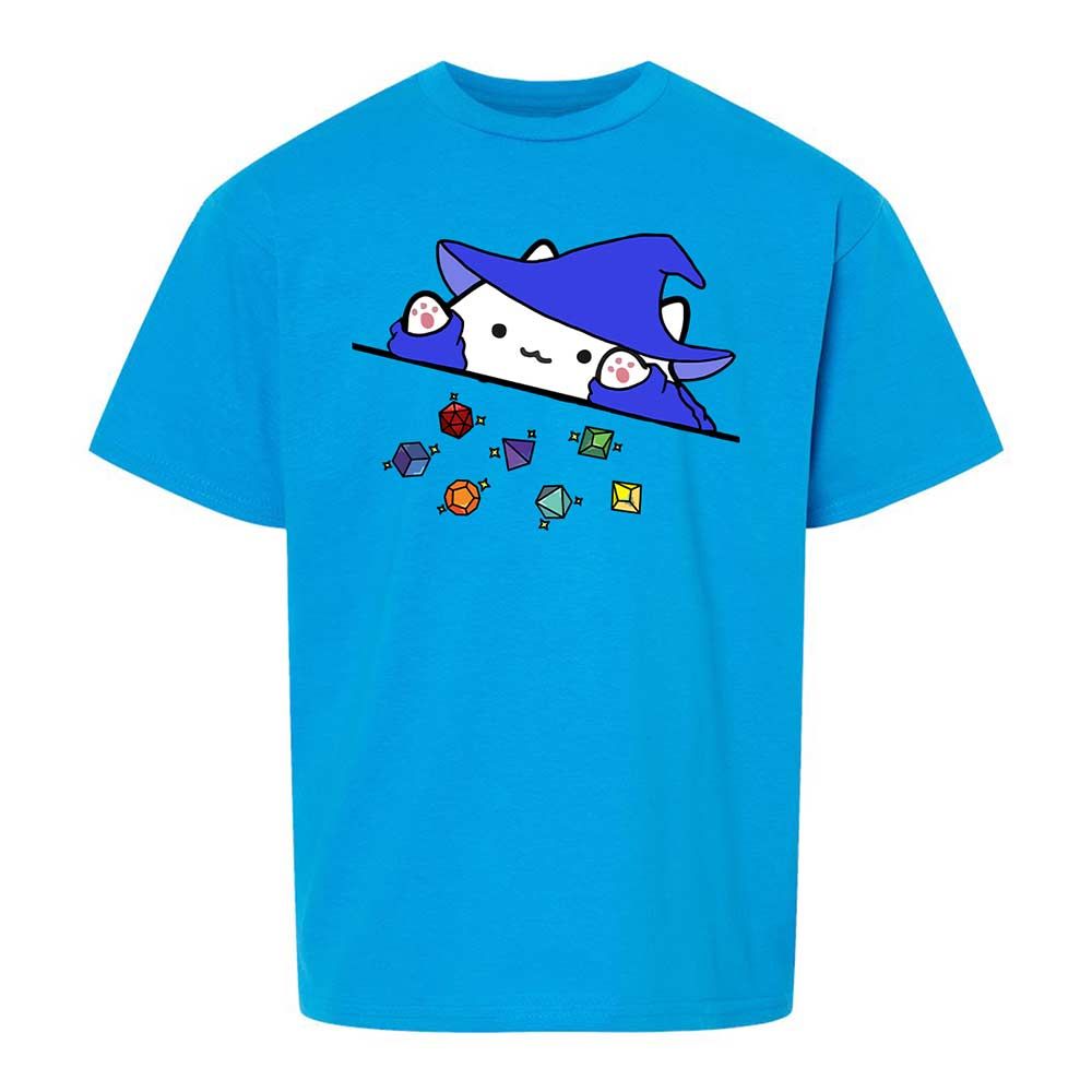 Cat Throws Dices Kids T-Shirt - Sapphire - 10
