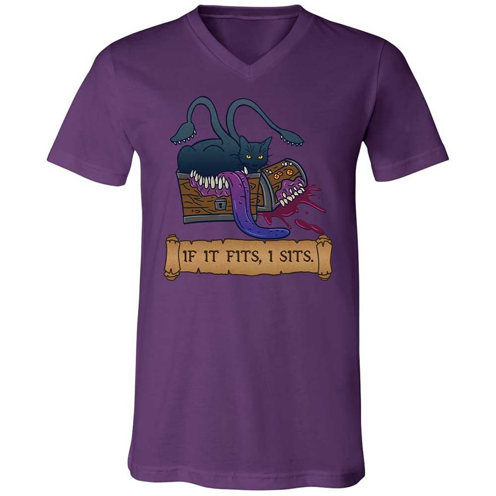 If It Fits I Sits Unisex V-Neck T-Shirt - Team Purple - 10