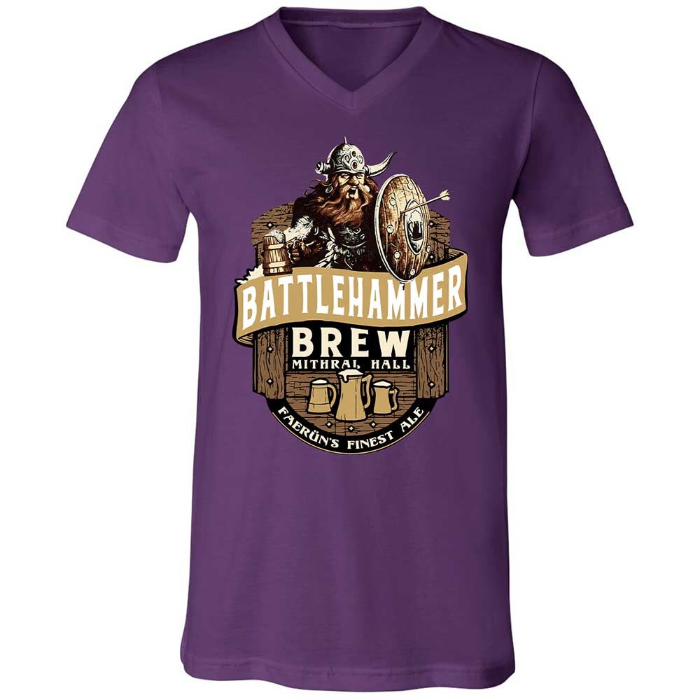 Battlehammer Brew Unisex V-Neck T-Shirt - Team Purple - 10