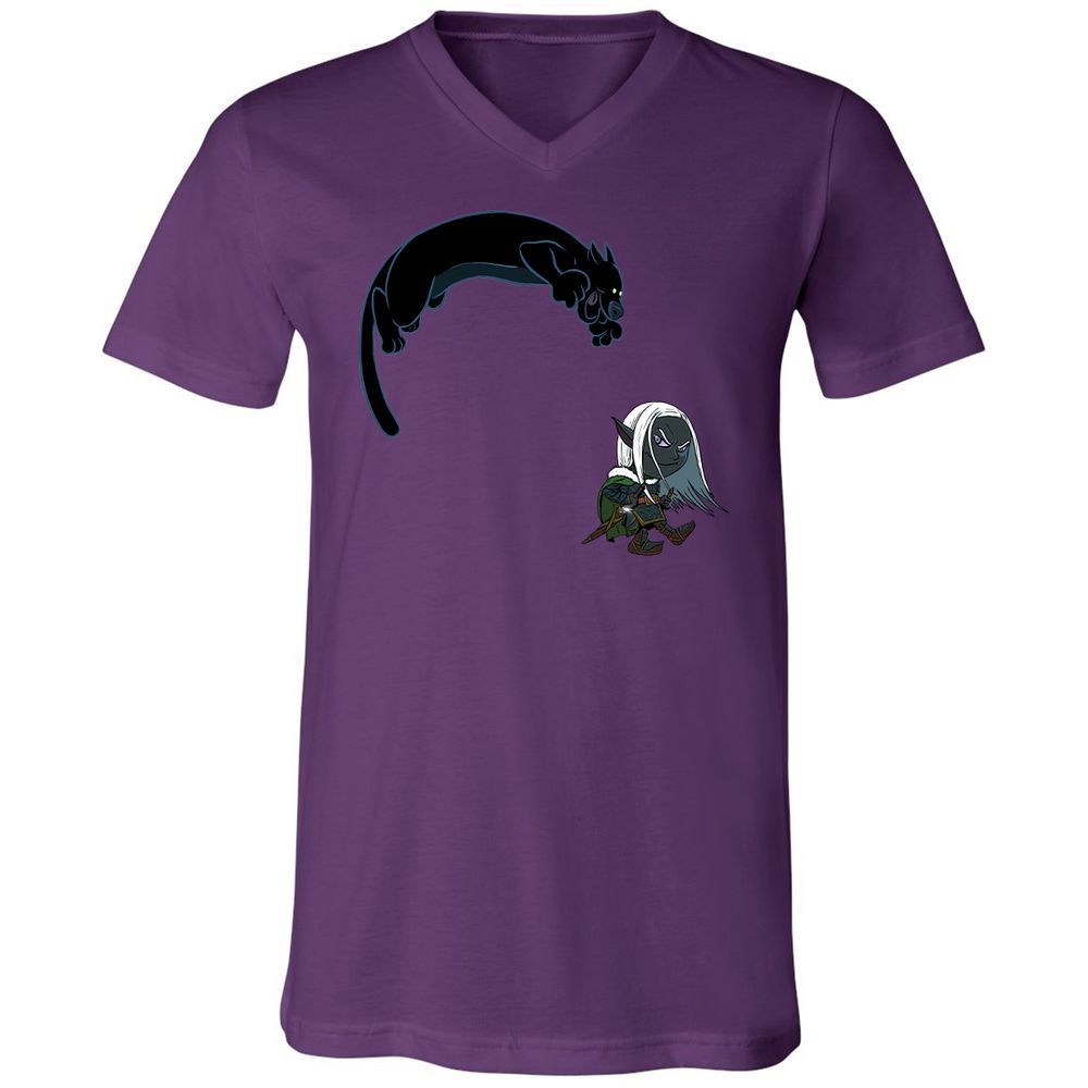 Drizzt and Guenhwyvar Unisex V-Neck T-Shirt - Team Purple - 10