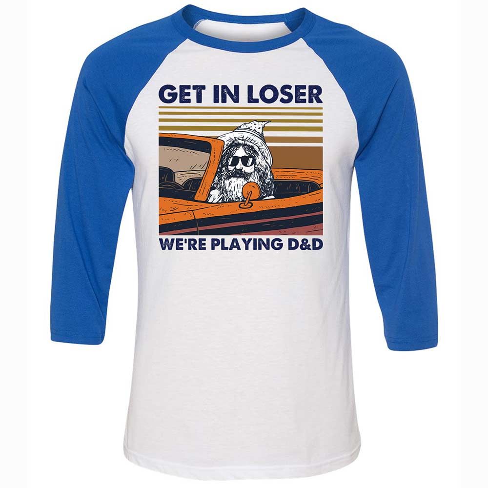 Get in Loser Unisex 3/4 Baseball Tee - White/True Royal - 10