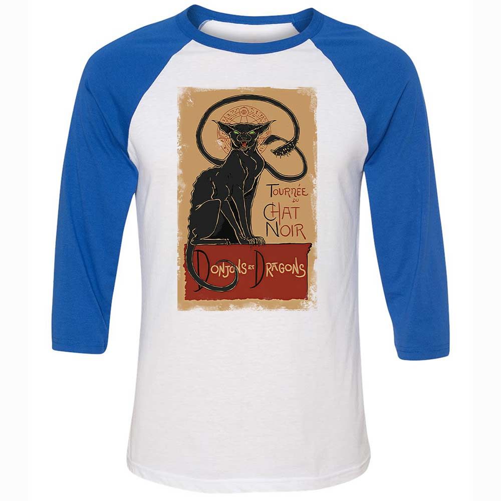Tournee Du Chat Noir Unisex 3/4 Baseball Tee - White/True Royal - 10