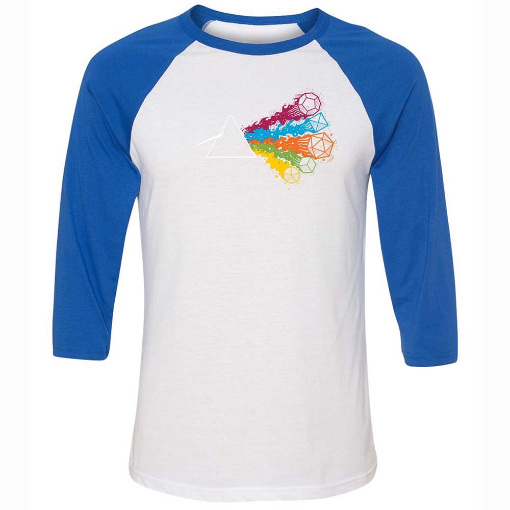 Dark Side Of The Dices Unisex 3/4 Baseball Tee - White/True Royal - 10