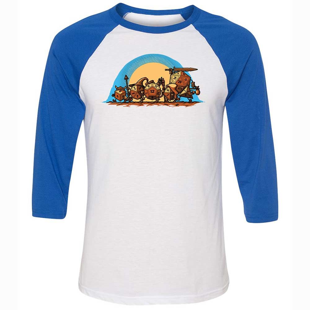 The Fellowship Of The Dice Unisex 3/4 Baseball Tee - White/True Royal - 10