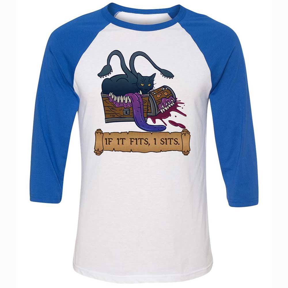 If It Fits I Sits Unisex 3/4 Baseball Tee - White/True Royal - 10