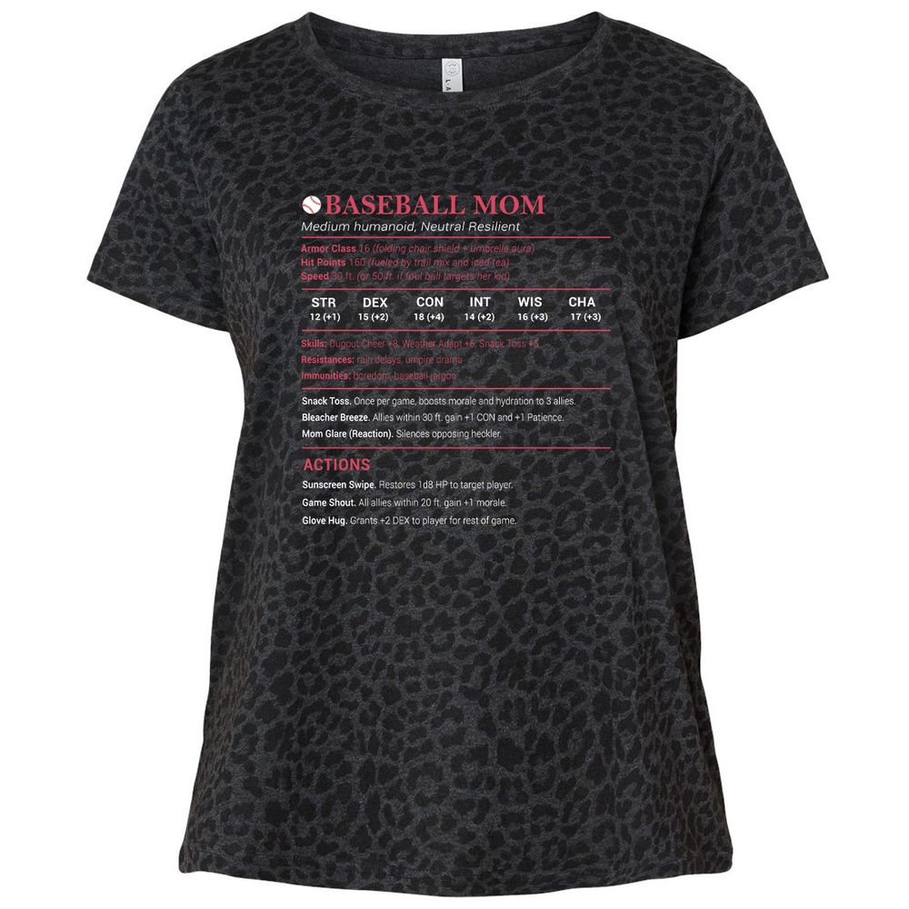 Baseball Mom Ladies Curvy Jersey - Black Leopard - 11
