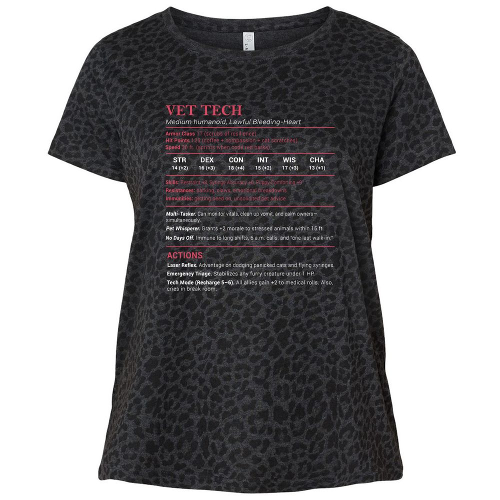 Vet Tech Stats Ladies Curvy Jersey - Black Leopard - 11