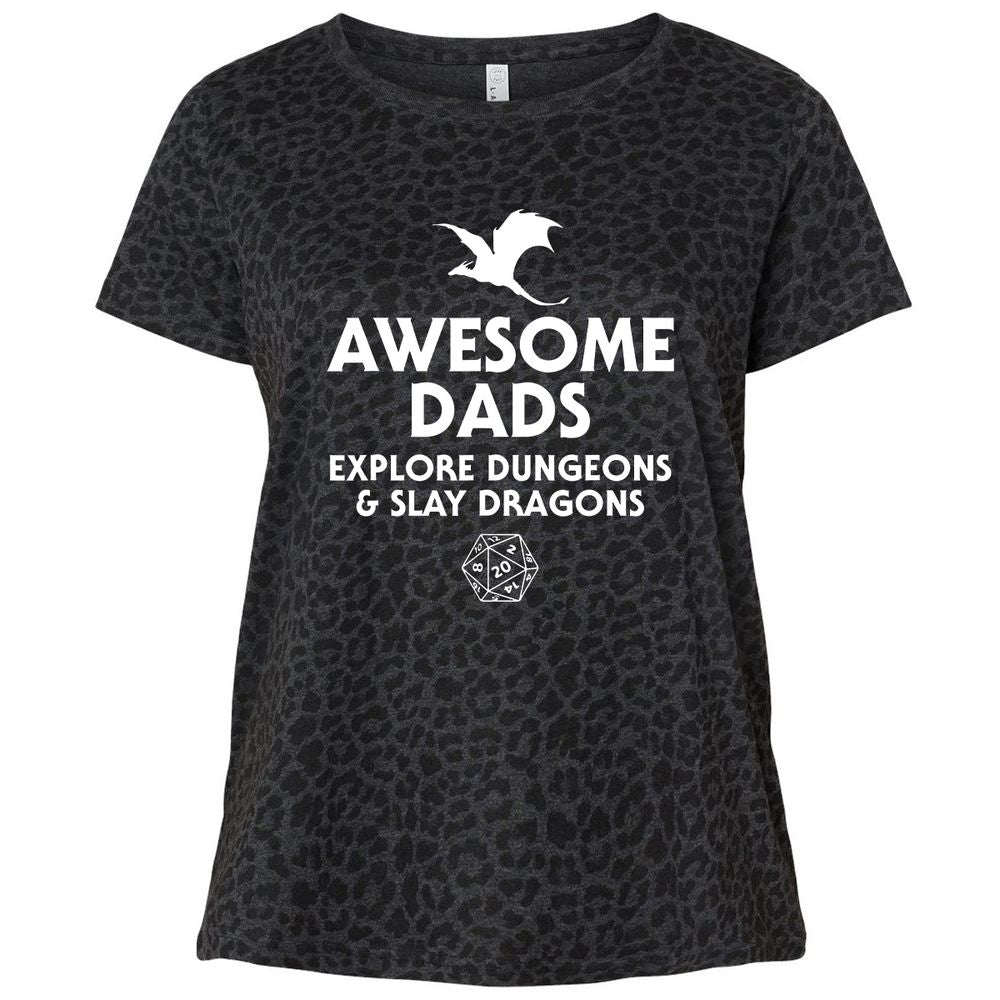Awesome Dads Slay Dragons Ladies Curvy Jersey - Black Leopard - 11
