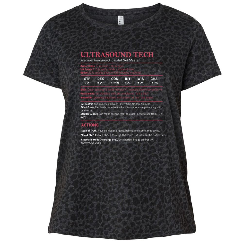 Ultrasound Tech Stats Ladies Curvy Jersey - Black Leopard - 11