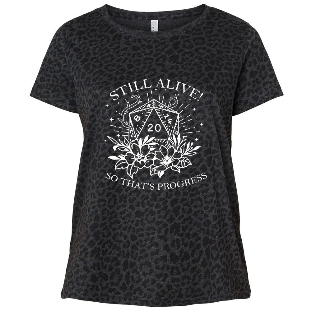 2710 Still Alive! So That’s Progress Ladies Curvy Jersey - Black Leopard - 11