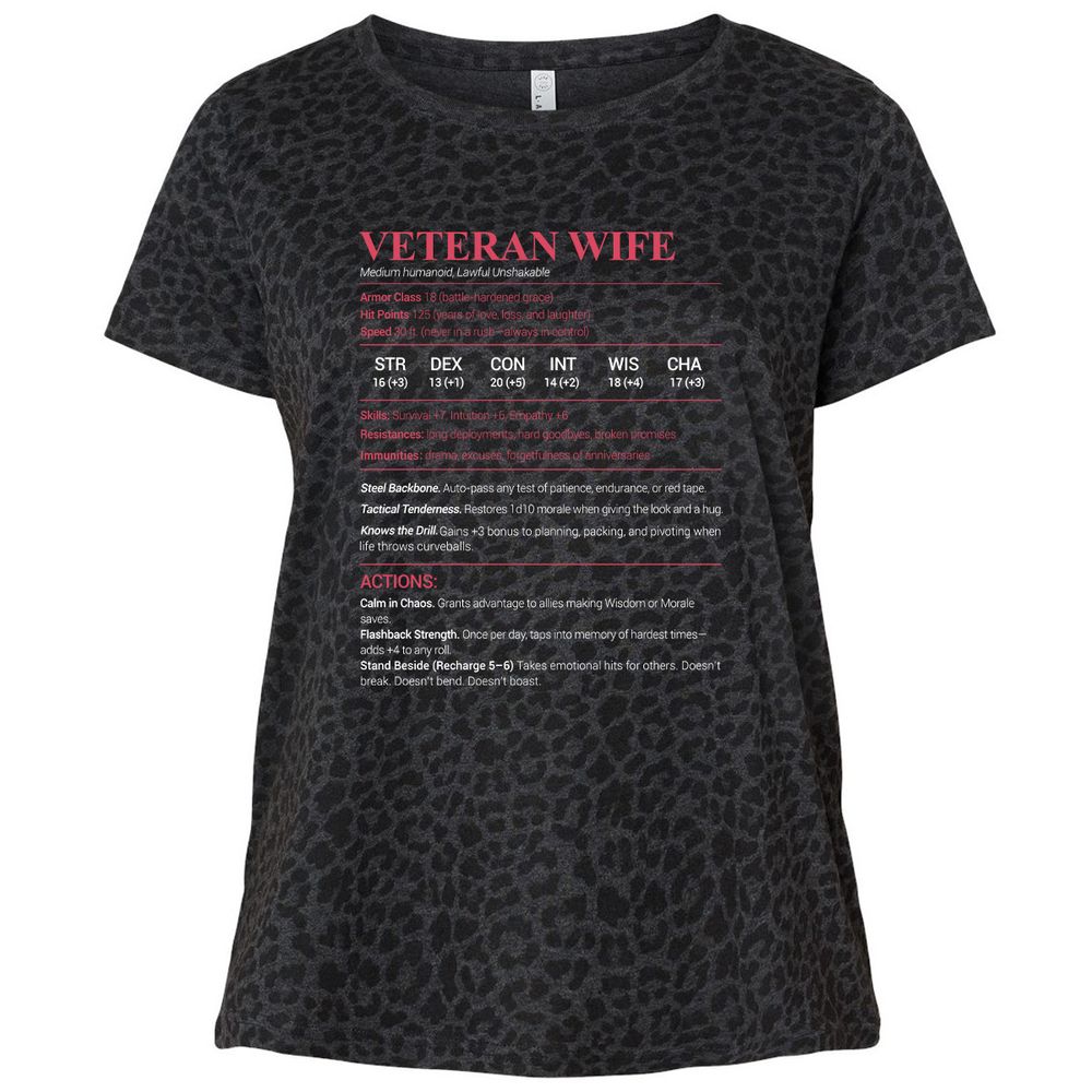 Veteran New Ladies Curvy Jersey - Black Leopard - 11