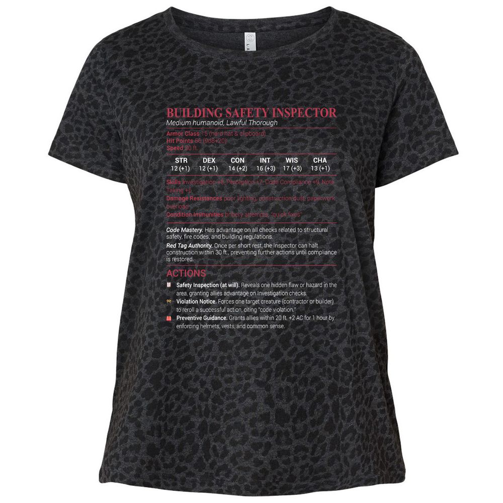 Building Safety Inspector Ladies Curvy Jersey - Black Leopard - 11