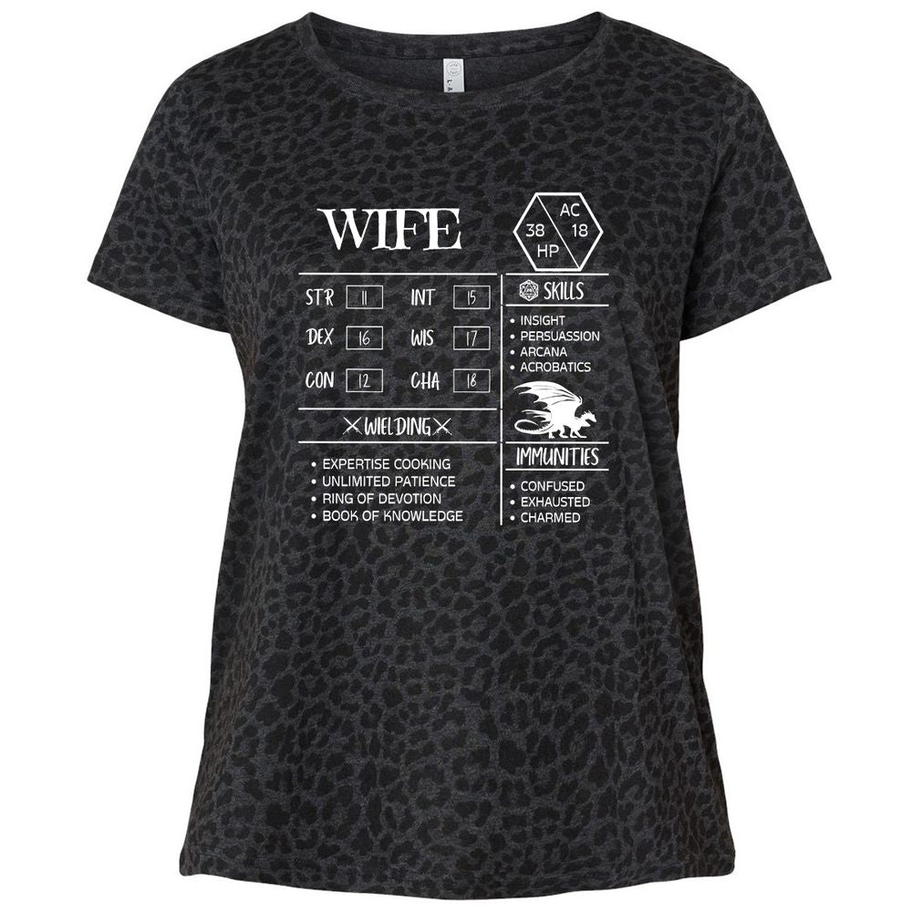Wife Stats 2 Ladies Curvy Jersey - Black Leopard - 11