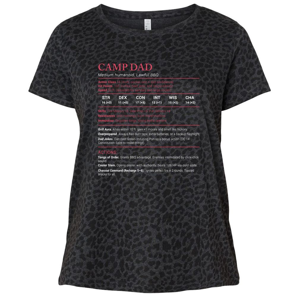 Camp Dad Stats Ladies Curvy Jersey - Black Leopard - 11