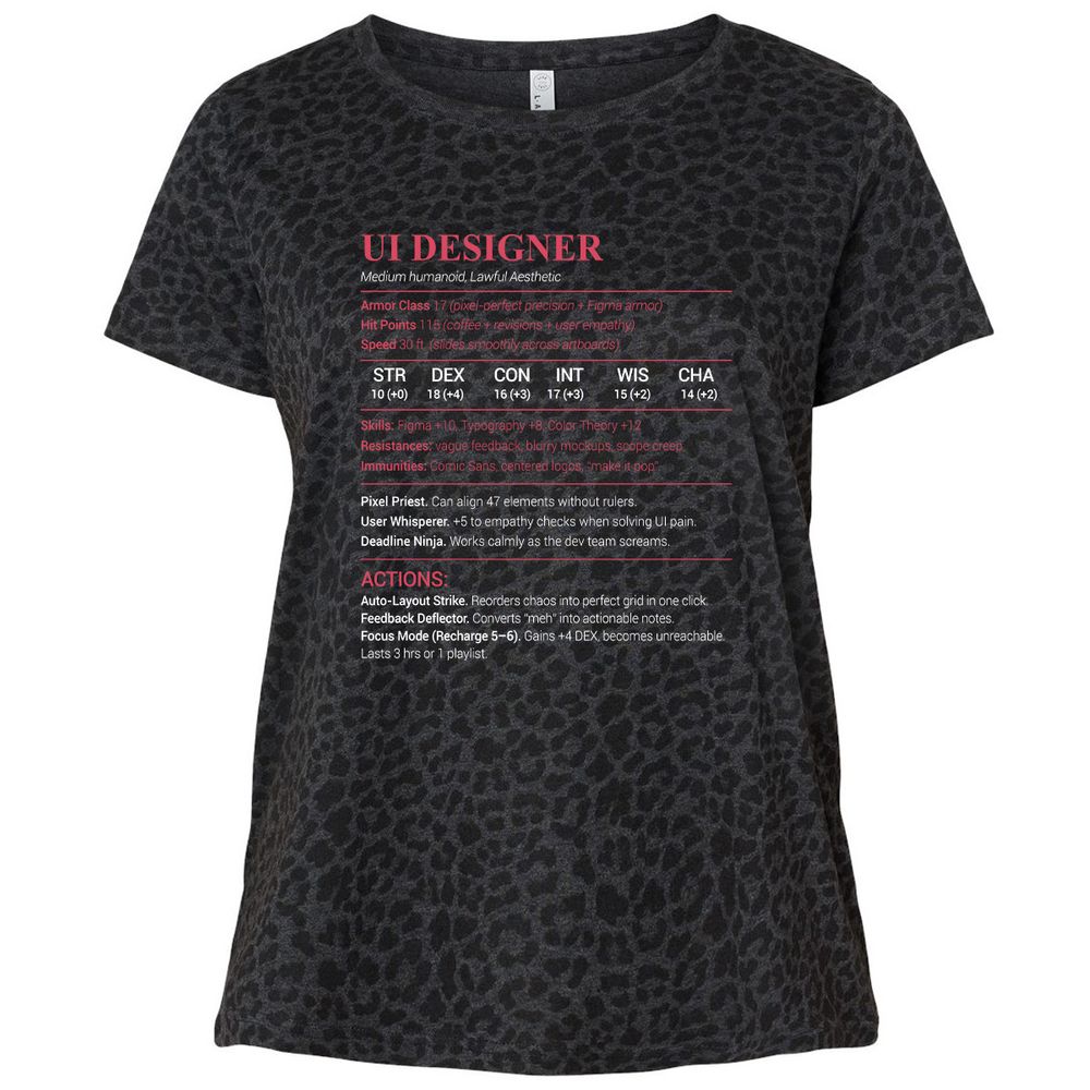 UI Designer Ladies Curvy Jersey - Black Leopard - 11