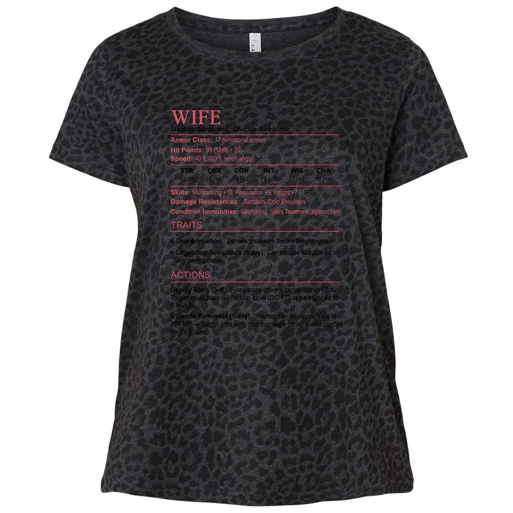 Wife Stats 2 Ladies Curvy Jersey - Black Leopard - 11