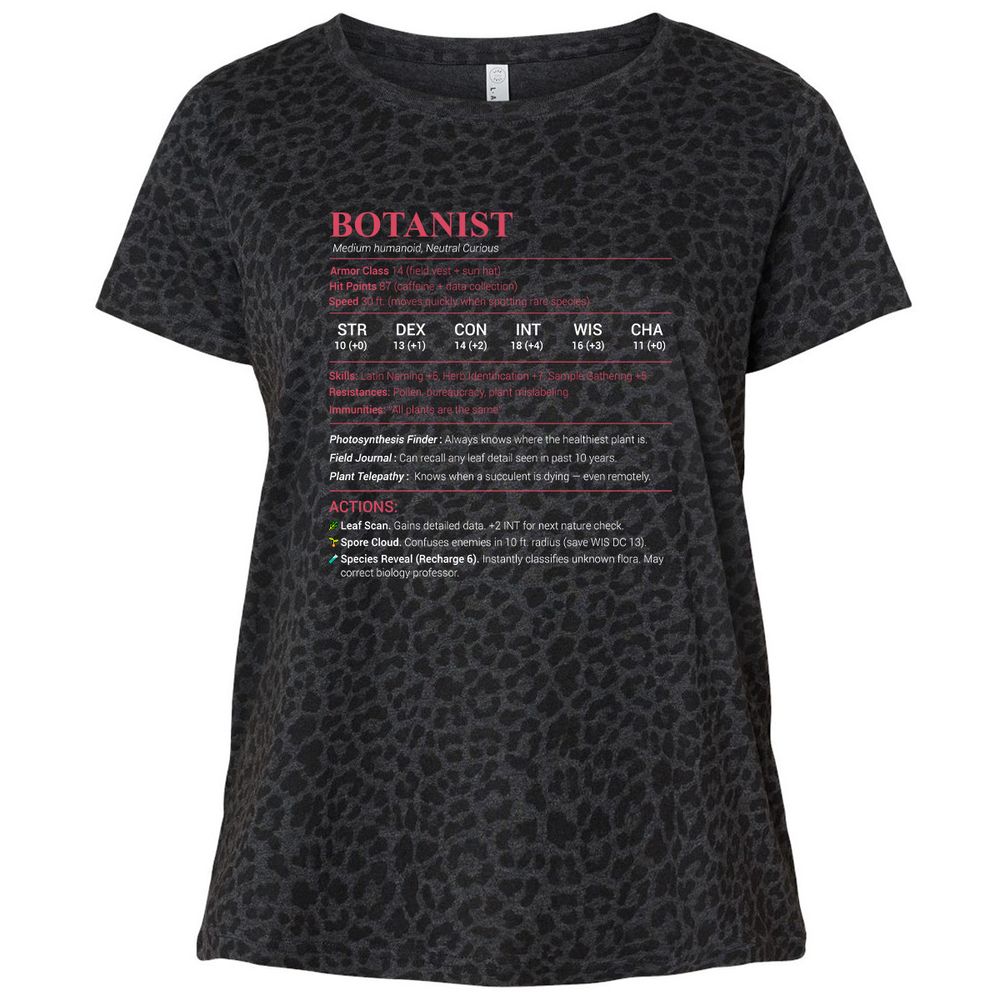 Botanist Stats Ladies Curvy Jersey - Black Leopard - 11