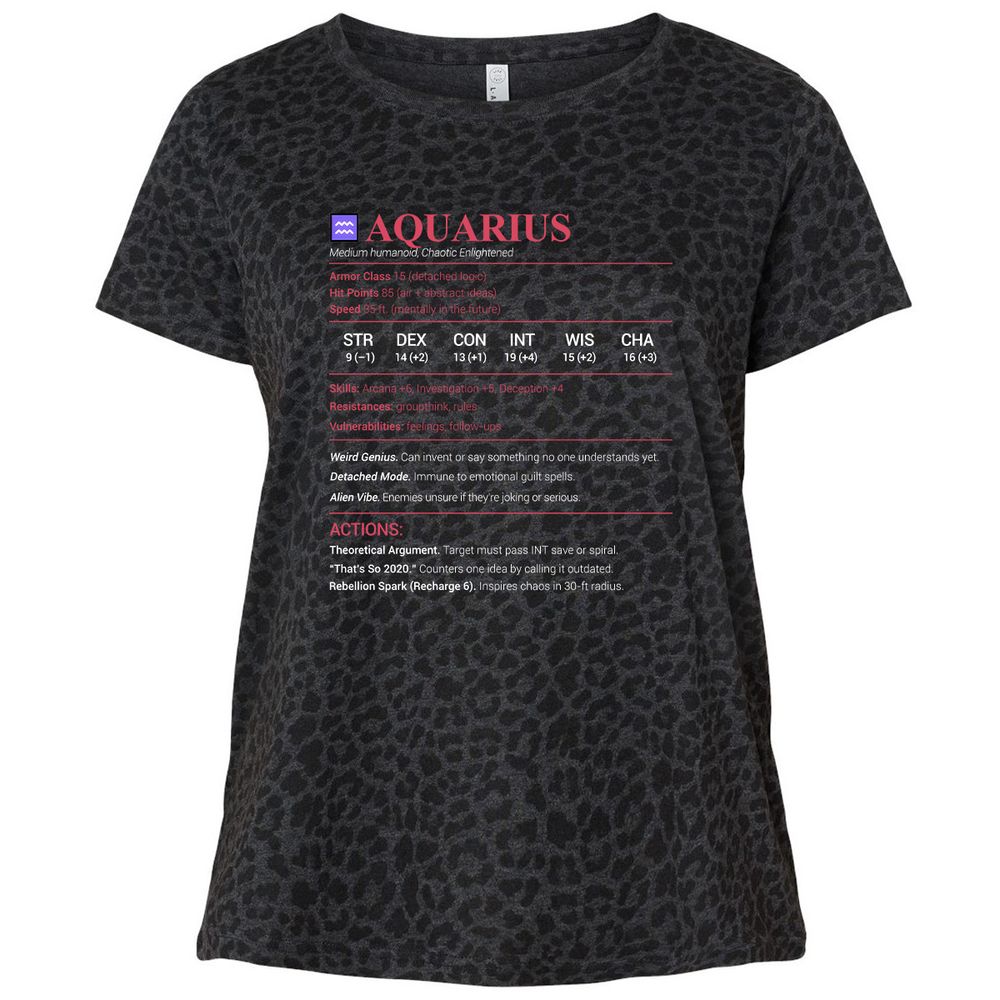 Aquarius Stats Ladies Curvy Jersey - Black Leopard - 11