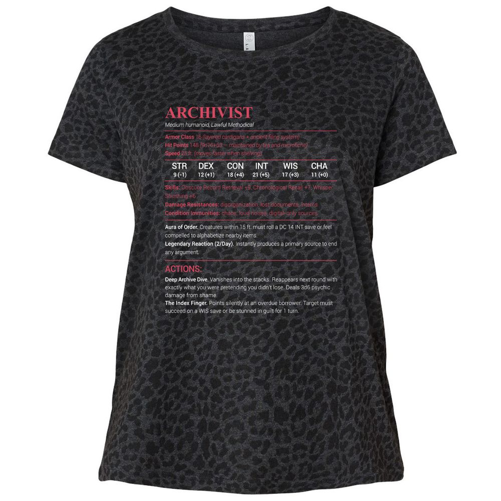 Archivist Stats Ladies Curvy Jersey - Black Leopard - 11
