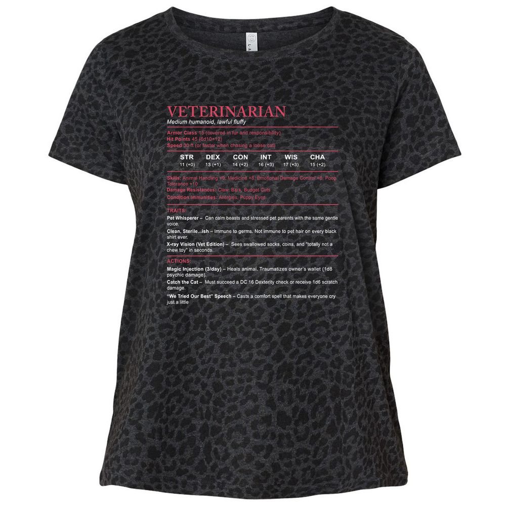Veterinarian Stats Ladies Curvy Jersey - Black Leopard - 11