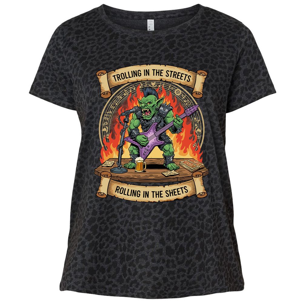 Trolling in the Streets Ladies Curvy Jersey - Black Leopard - 11