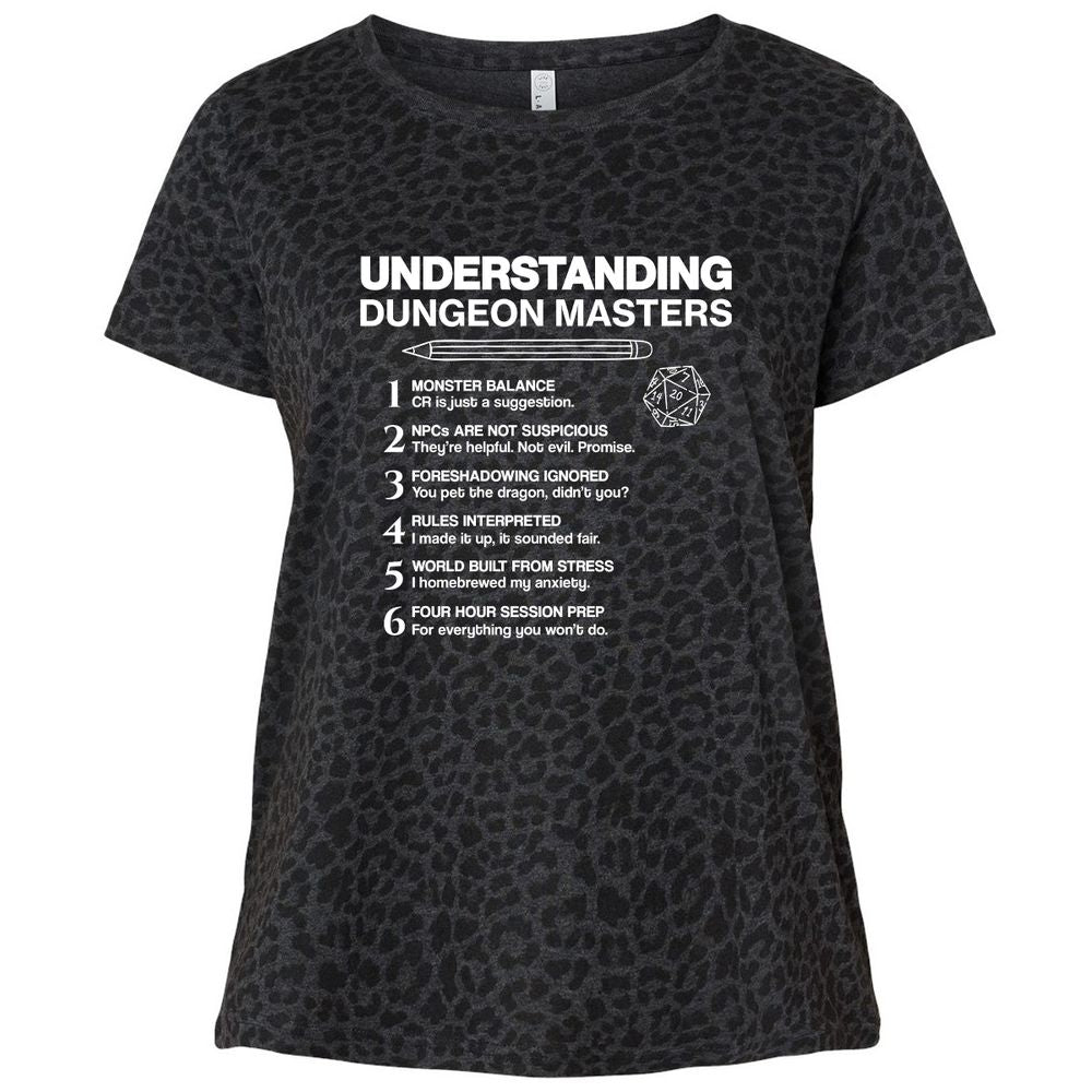 Understanding Dungeon Masters Ladies Curvy Jersey - Black Leopard - 11