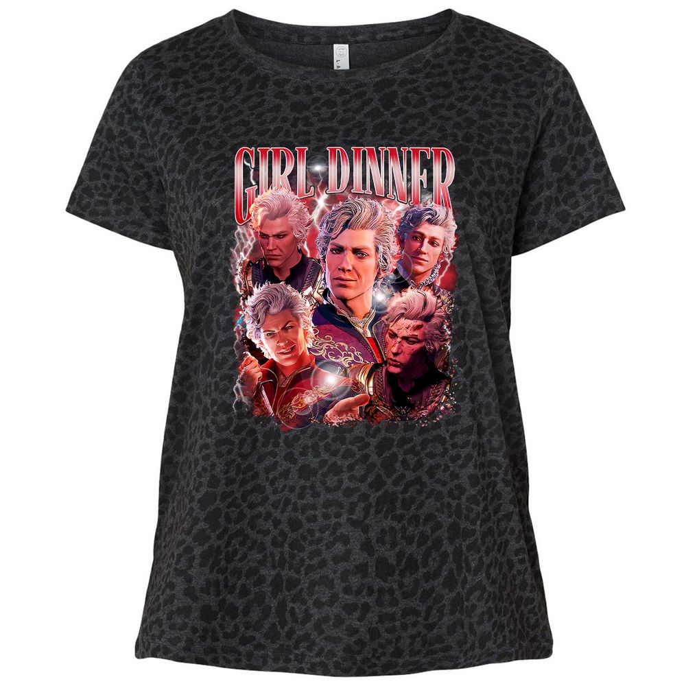 Astarion Girl Dinner Ladies Curvy Jersey - Black Leopard - 11