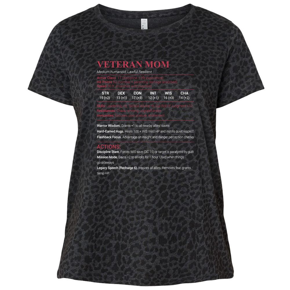 Veteran Mom Ladies Curvy Jersey - Black Leopard - 11