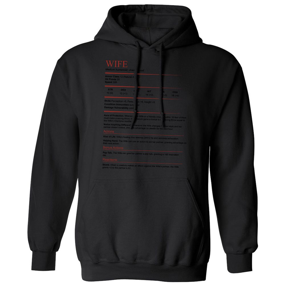 Wife White Classic Unisex Hoodie - Black - 11