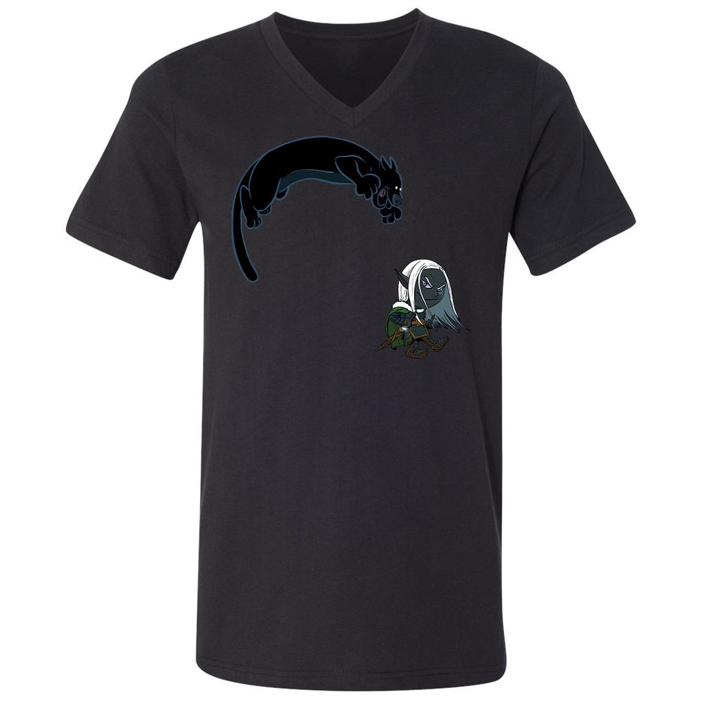 Drizzt and Guenhwyvar Unisex V-Neck T-Shirt - Black - 11