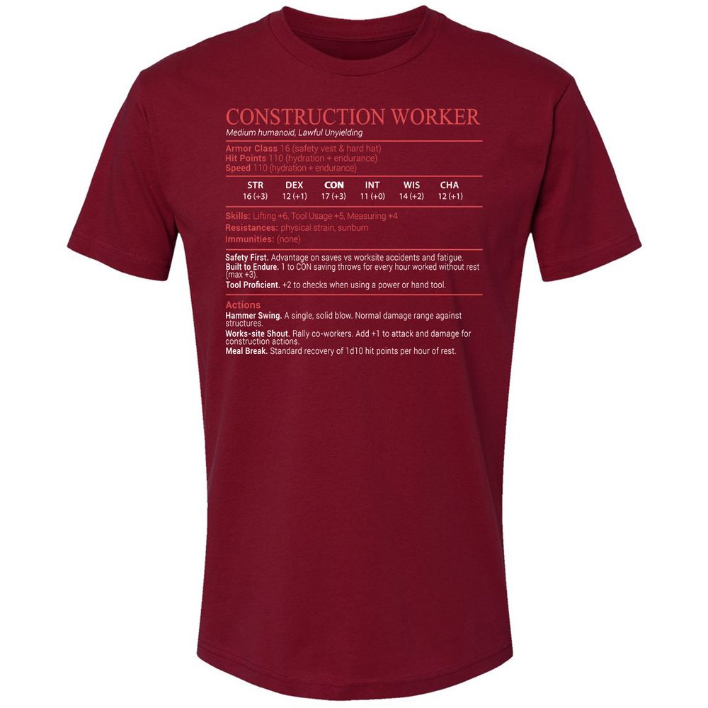 Construction Worker Stats Block - Cardinal - 11