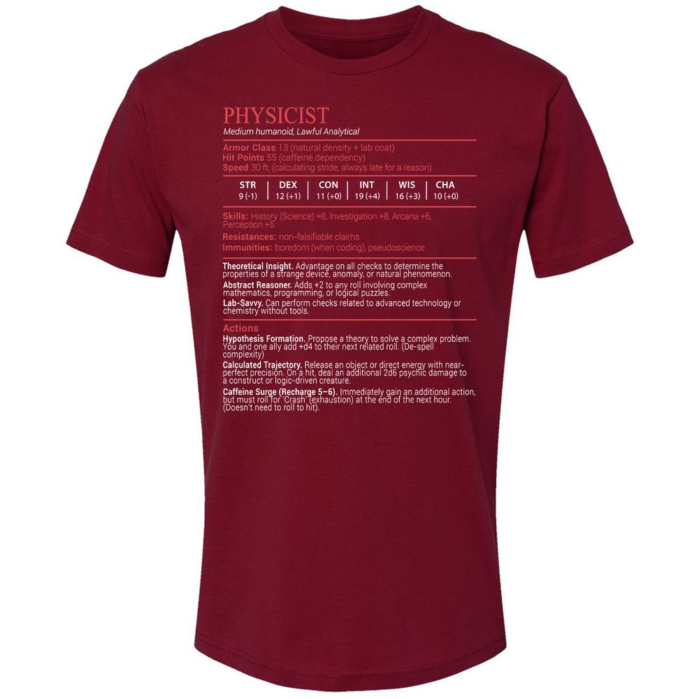 Physicist Stats Block - Cardinal - 11
