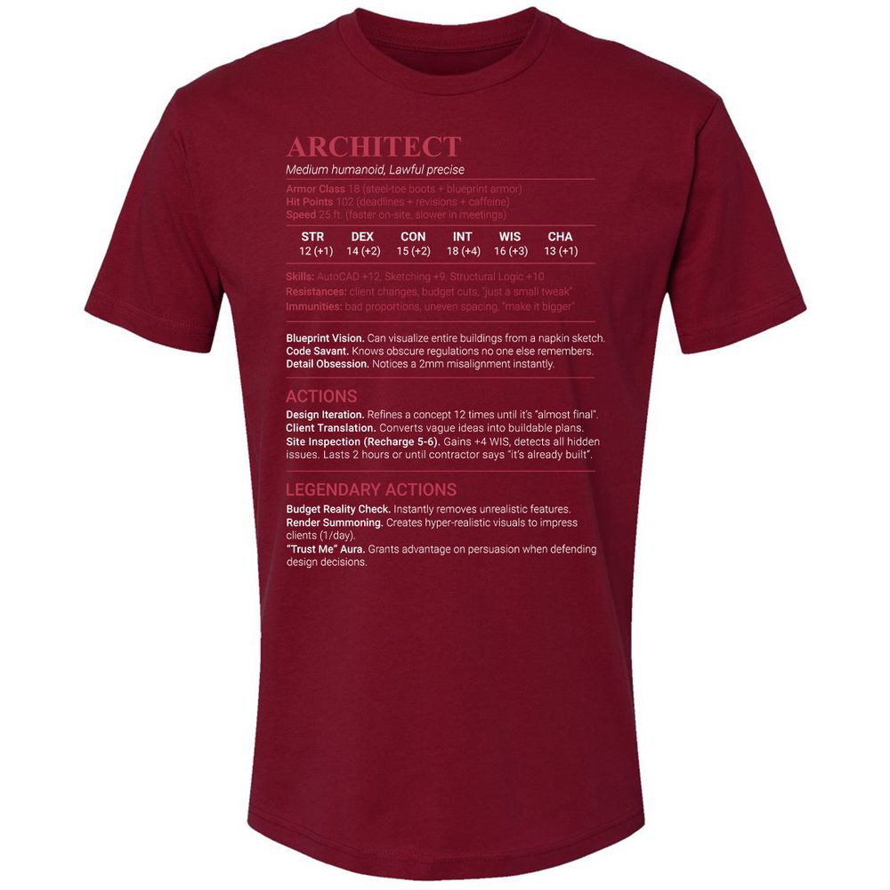 Architect Stats Premium Unisex T-Shirt - Cardinal - 11