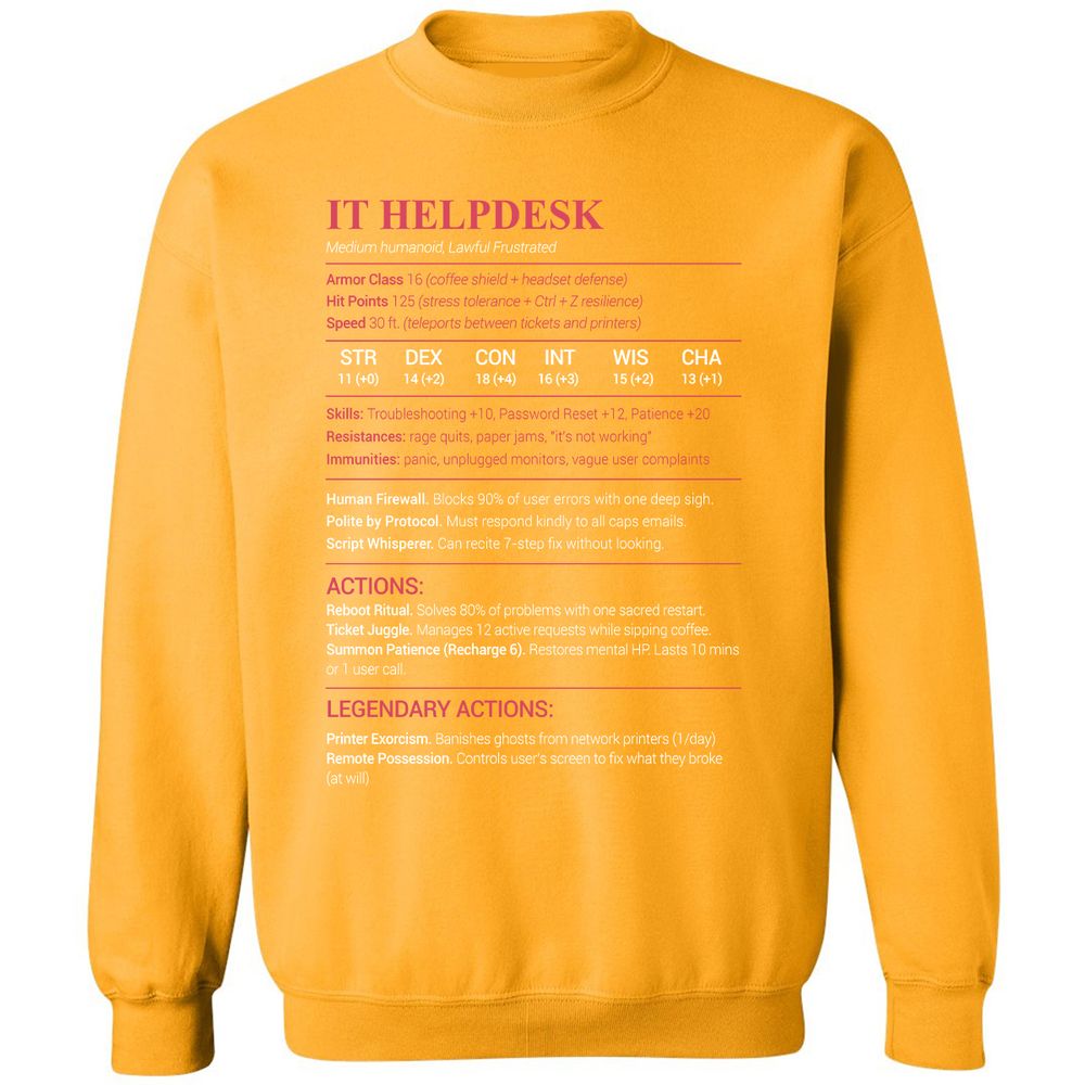 IT Helpdesk Classic Unisex Sweatshirt - Gold - 11