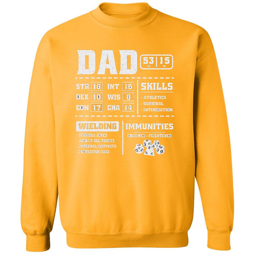 Dad Stat Block 2 Classic Unisex Sweatshirt - Gold - 11