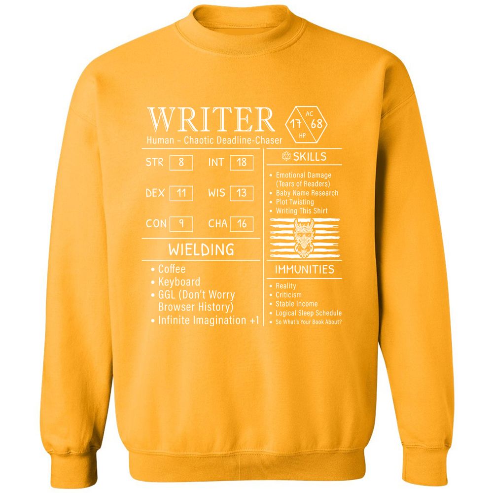 Writer Stats New Classic Unisex Sweatshirt - Gold - 11