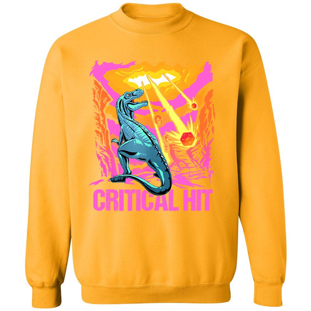 Dinosaur Critical Hit Classic Unisex Sweatshirt - Gold - 11