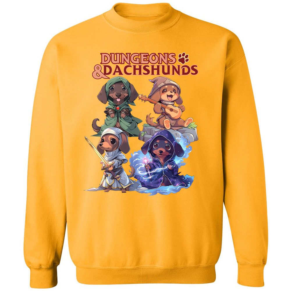 Dungeons & Dachshunds Classic Unisex Sweatshirt - Gold - 11